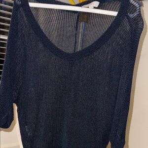 Navy Blue Mesh Sweater
